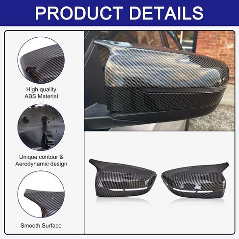 Door Rearview Mirror Covers Caps, Carbon Fiber Pattern Door Mirror Cover Caps Fit for BMW 3 Series E90 E91 LCI 2009-2011 E92 E93 2011-2013 1 Series E87 E81 E82 E88 Exterior Accessories in Saudi Arabia