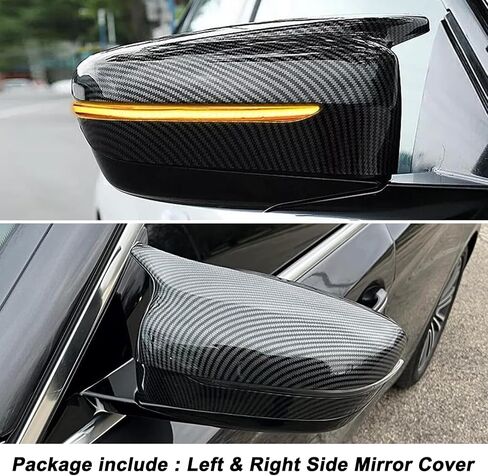 Door Rearview Mirror Covers Caps, Carbon Fiber Pattern Door Mirror Cover Caps Fit for BMW 3 Series E90 E91 LCI 2009-2011 E92 E93 2011-2013 1 Series E87 E81 E82 E88 Exterior Accessories in Saudi Arabia