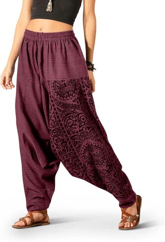 The Veshti Company Women's Printed Harem Pants - Boho Yoga Baggy Pants with Elastic Waist & Drawstring, Hippie Lounge Pants in Saudi Arabia