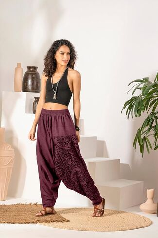 The Veshti Company Women's Printed Harem Pants - Boho Yoga Baggy Pants with Elastic Waist & Drawstring, Hippie Lounge Pants in Saudi Arabia