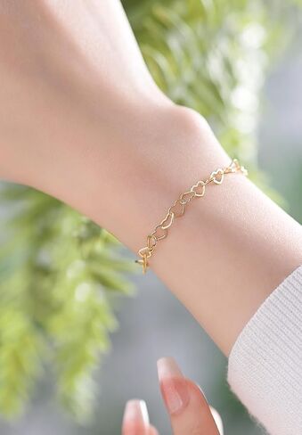 Sterling Silver Heart Chain Bracelet, Forever Bracelets For Couples, Friendship Gift in Saudi Arabia