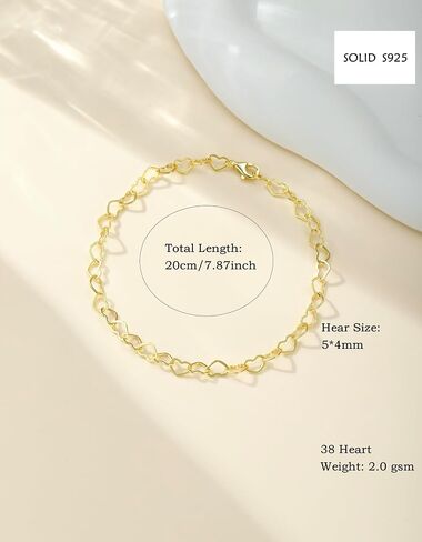 Sterling Silver Heart Chain Bracelet, Forever Bracelets For Couples, Friendship Gift in Saudi Arabia
