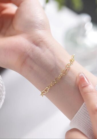 Sterling Silver Heart Chain Bracelet, Forever Bracelets For Couples, Friendship Gift in Saudi Arabia