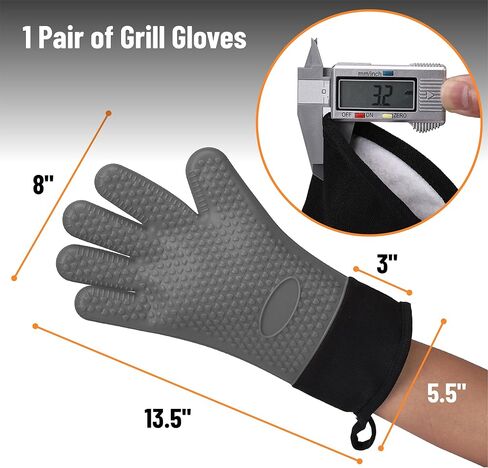 UNCO- Grill Gloves, Silicone Gloves Heat Resistant, Oven Gloves, BBQ Gloves, Meat Gloves, Barbecue Gloves, Grilling Gloves, Meat Gloves for Pulling Meat, Grill Gloves for Outdoor Grill, Grill Mitts in Kuwait