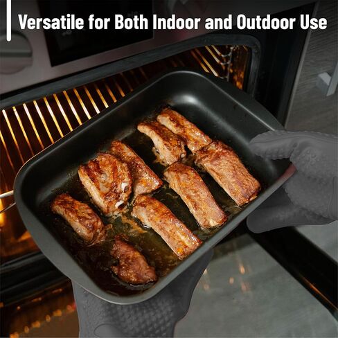 UNCO- Grill Gloves, Silicone Gloves Heat Resistant, Oven Gloves, BBQ Gloves, Meat Gloves, Barbecue Gloves, Grilling Gloves, Meat Gloves for Pulling Meat, Grill Gloves for Outdoor Grill, Grill Mitts in Kuwait