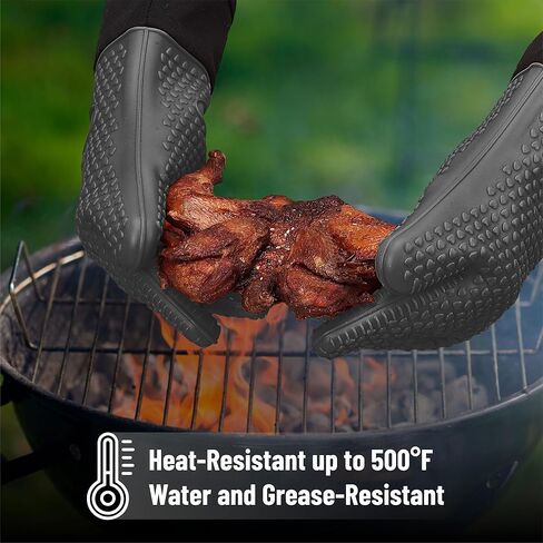 UNCO- Grill Gloves, Silicone Gloves Heat Resistant, Oven Gloves, BBQ Gloves, Meat Gloves, Barbecue Gloves, Grilling Gloves, Meat Gloves for Pulling Meat, Grill Gloves for Outdoor Grill, Grill Mitts in Kuwait