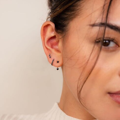 3 Pairs Huggie Hoop Earring Set 18K Gold Plated Cubic Zirconia Cartilage Earrings, Multi Piercings Ear Jacket Earring Climber Stud Earring for Women Everyday Earrings in Kuwait