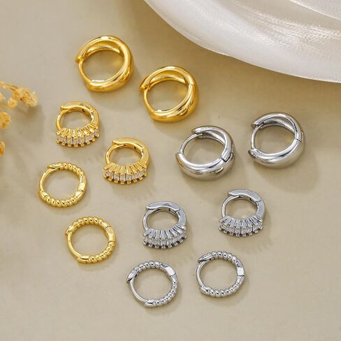 3 أزواج huggie hoop arring مجموعة 18 ألف الذهب مطلي بالزركونيا Zirconia arics ، متعددة الثقوب سترة الأذن حلق kimber roping للنساء الأقراط اليومية in Kuwait