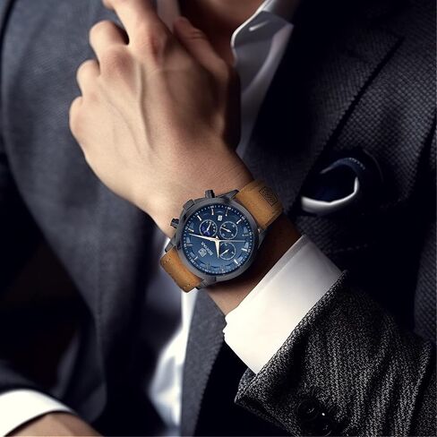 BY BENYAR Mens Watches Analog Quartz Chronograph Waterproof Wrist Watches for Men Fashion Business Work Casual Sport Designer Dress Watch with Calendar Elegant Gifts for Men in Kuwait