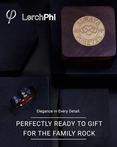 LerchPhi Hammered Tungsten Rings for Men, KOA Wood Rings Inlay Black Mens Wedding Band, 8MM Promise Rings For Him in Kuwait
