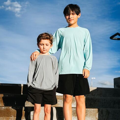Big Elephant 3 Pack Boys Long Sleeve Rashguard-UPF 50+، قمصان رياضية سريعة الجفاف للشباب ، رقبة الطاقم التنفس in Kuwait