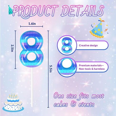 Video Game Birthday Candles, Number Candles for Birthday Party Cake Decoration Supplies (Number 8) in Kuwait