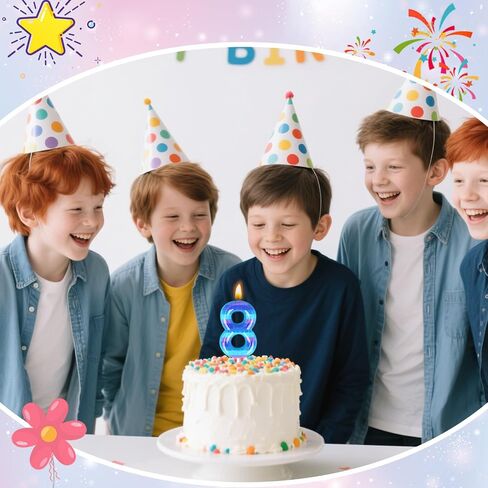Video Game Birthday Candles, Number Candles for Birthday Party Cake Decoration Supplies (Number 8) in Kuwait