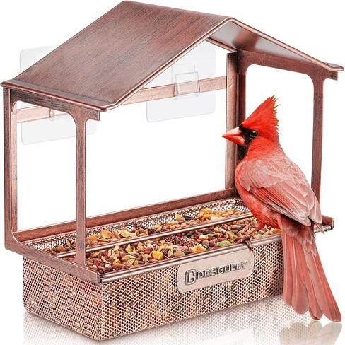 Window Bird Feeder, Desgully Durable Metal Window Bird Feeder, Window Bird Feeders with Strong Suction Cups, Super Adhesive Sheet×4，Large Outdoor Bird Feeder, Bird Watching Gift, Wild Bird Feeder in Saudi Arabia