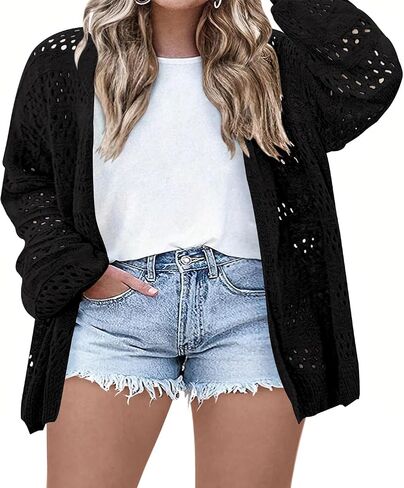 بالإضافة إلى حجم Cardigans الكروشيه ، سترة بوهو طويلة الأكمام طويلة الأكمام خفيفة الوزن مفتوحة مفتوحة الفضفاض in Kuwait