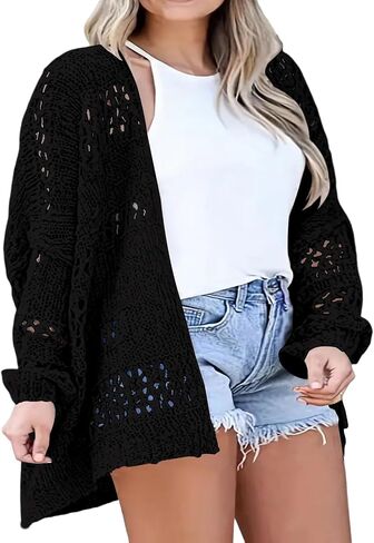 بالإضافة إلى حجم Cardigans الكروشيه ، سترة بوهو طويلة الأكمام طويلة الأكمام خفيفة الوزن مفتوحة مفتوحة الفضفاض in Kuwait