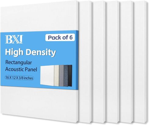 ممتص الصوت BXI - 16 × 12 × 3/8 بوصة 6 قطع من لوحة امتصاص الصوت عالية الكثافة، لوحات امتصاص الصوت تقلل من تردد الصدى، لوحات صوتية قابلة للمعالجة الصوتية للجدار والسقف in Kuwait