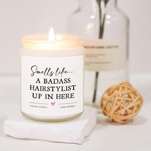 Hair Stylist Gifts, Hairdresser Gifts for Women Men, Cosmetology Graduation Gift - Hair Salon Decor, Thank You Present for Hairstylist, Birthday Christmas Gift for Hair Dresser, Funny Scented Candle in Saudi Arabia