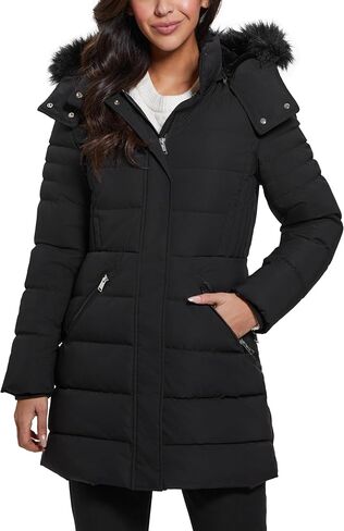 GUESS Women's Calgary Long Hood Puffer Jacket in Saudi Arabia
