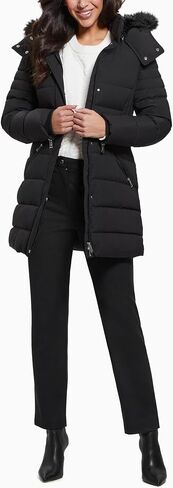 GUESS Women's Calgary Long Hood Puffer Jacket in Saudi Arabia