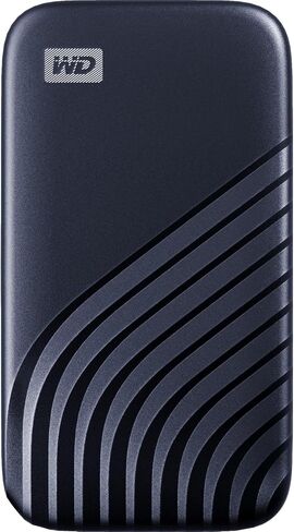 WD 1TB My Passport Portable SSD, External NVMe Solid State Drive, USB-C, up to 1050 MB/s, Works with PC, Xbox and PlayStation, 2-Meters Drop Resistance, Midnight Blue in Saudi Arabia