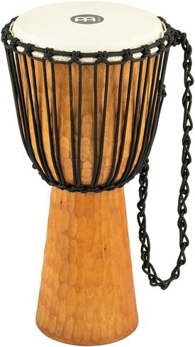 Meinl Percussion Djembe Hand Drum Circle Instrument، سلسلة عناوين الماهوجني المنحوتة - غير مصنوعة في الصين - حبال نسج مالي الأفريقية، ضمان لمدة عامين، نيل، متوسط ​​(HDJ4-M) in Kuwait
