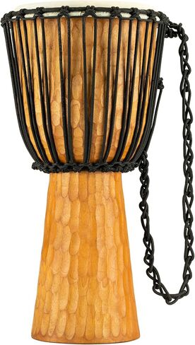 Meinl Percussion Djembe Hand Drum Circle Instrument، سلسلة عناوين الماهوجني المنحوتة - غير مصنوعة في الصين - حبال نسج مالي الأفريقية، ضمان لمدة عامين، نيل، متوسط ​​(HDJ4-M) in Kuwait