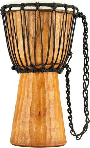 Meinl Percussion Djembe Hand Drum Circle Instrument, Carved Mahogany Headliner Series — NOT Made in China — African Mali Weave Ropes, 2-Year Warranty, Nile, Small (HDJ4-S) in Saudi Arabia