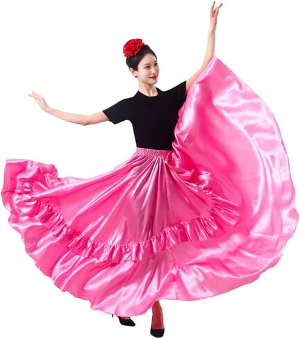 Ruffle Long Full Dancing Circle Maxi Folklorico Flamenco Mexican Dance Class Performance Skirt for Women Costume Party in Saudi Arabia
