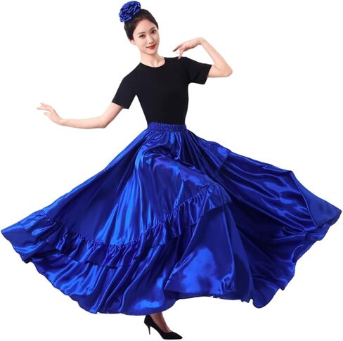Ruffle Long Full Dancing Circle Maxi Folklorico Flamenco Mexican Dance Class Performance Skirt for Women Costume Party in Saudi Arabia