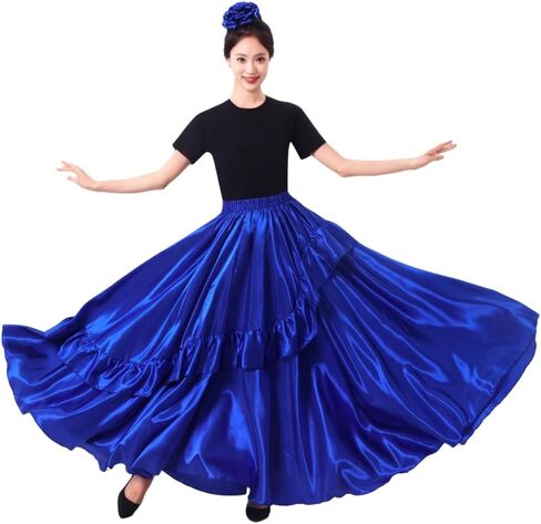 Ruffle Long Full Dancing Circle Maxi Folklorico Flamenco Mexican Dance Class Performance Skirt for Women Costume Party in Saudi Arabia