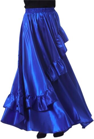 Ruffle Long Full Dancing Circle Maxi Folklorico Flamenco Mexican Dance Class Performance Skirt for Women Costume Party in Saudi Arabia