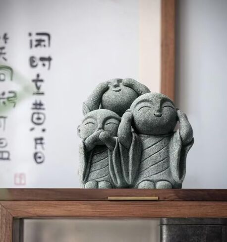 Mini Monk Buddha Statue Green Sandstone Statues Zen Monk Praying Statue Sculptures for Wealth Good Luck Feng Shui Decor Home Fish Tank Aquarium Garden (Style 3) in Saudi Arabia