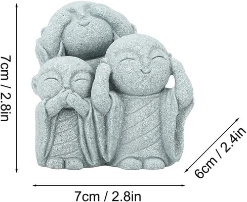 Mini Monk Buddha Statue Green Sandstone Statues Zen Monk Praying Statue Sculptures for Wealth Good Luck Feng Shui Decor Home Fish Tank Aquarium Garden (Style 3) in Saudi Arabia