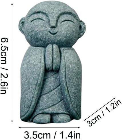 Mini Monk Buddha Statue Green Sandstone Statues Zen Monk Praying Statue Sculptures for Wealth Good Luck Feng Shui Decor Home Fish Tank Aquarium Garden (Style 3) in Saudi Arabia