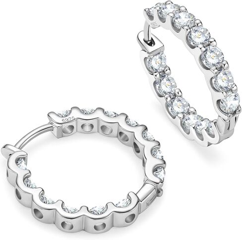 Moissanite Hoop Earrings for Women, 925 Sterling Silver D-E Color Lab Created Imitation-diamond Small Huggie Hoops Earring for Sensitive Ears Hypoallergenic Jewelry in Saudi Arabia