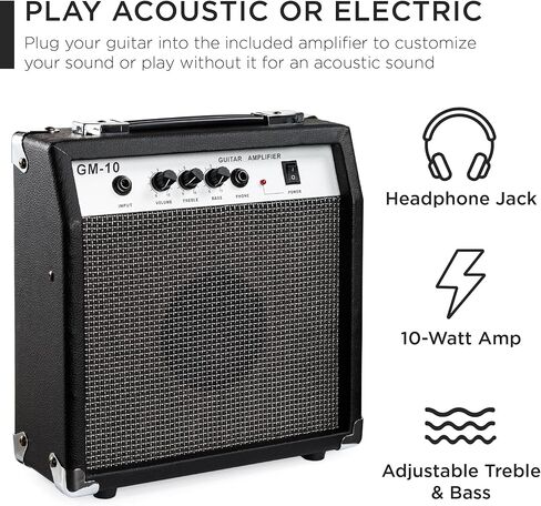 Best Choice Products Beginner Acoustic Electric Guitar Starter Set w/ 41in, All Wood Cutaway Design, Case, Strap, Picks, Tuner - Blue in Kuwait