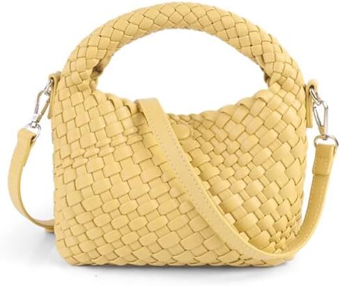 Women's Woven Crossbody Bag, Handmade Braided Tote Purse with Detachable Shoulder Strap, Vintage Small Handbag 12 Colors in Saudi Arabia