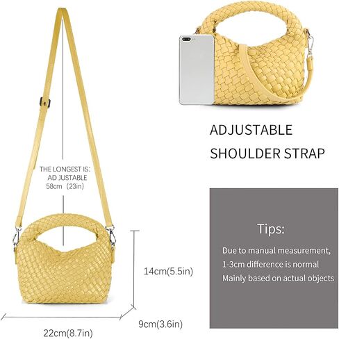 Women's Woven Crossbody Bag, Handmade Braided Tote Purse with Detachable Shoulder Strap, Vintage Small Handbag 12 Colors in Saudi Arabia