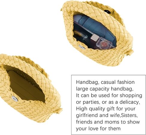 Women's Woven Crossbody Bag, Handmade Braided Tote Purse with Detachable Shoulder Strap, Vintage Small Handbag 12 Colors in Saudi Arabia