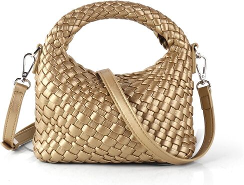 Women's Woven Crossbody Bag, Handmade Braided Tote Purse with Detachable Shoulder Strap, Vintage Small Handbag 12 Colors in Saudi Arabia