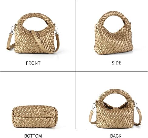 Women's Woven Crossbody Bag, Handmade Braided Tote Purse with Detachable Shoulder Strap, Vintage Small Handbag 12 Colors in Saudi Arabia