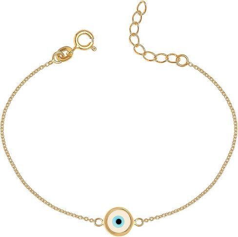 Charmsy 925 Sterling Silver Evil Eye Neckleace Bracelet for Women | 14 كيلو كيلو مطلي بالذهب. حظا سعيدا المجوهرات قلادة in Saudi Arabia