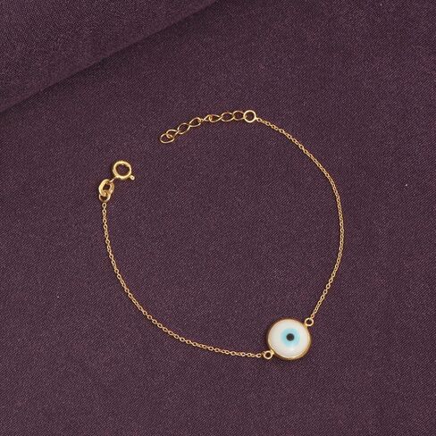 Charmsy 925 Sterling Silver Evil Eye Neckleace Bracelet for Women | 14 كيلو كيلو مطلي بالذهب. حظا سعيدا المجوهرات قلادة in Saudi Arabia