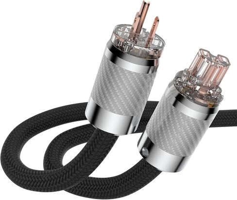 Audiophile HiFi Power Cord, 12AWG US AC Main Supply Cable, NEMA 5-15P Carbon Fibre Red Pure Copper Plug IEC320-C15 Female Connector, 125V/15A for Speaker, Subwoofer, Turntable, AMP, DAC (2m/6.56ft) in Saudi Arabia