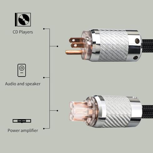 Audiophile HiFi Power Cord, 12AWG US AC Main Supply Cable, NEMA 5-15P Carbon Fibre Red Pure Copper Plug IEC320-C15 Female Connector, 125V/15A for Speaker, Subwoofer, Turntable, AMP, DAC (2m/6.56ft) in Saudi Arabia