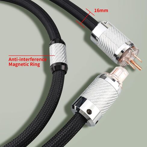 Audiophile HiFi Power Cord, 12AWG US AC Main Supply Cable, NEMA 5-15P Carbon Fibre Red Pure Copper Plug IEC320-C15 Female Connector, 125V/15A for Speaker, Subwoofer, Turntable, AMP, DAC (2m/6.56ft) in Saudi Arabia
