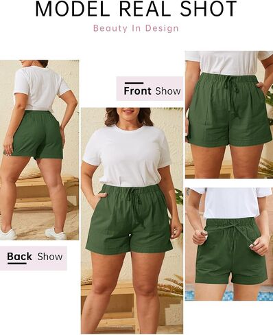 Womens Elastic Waist Drawstring Shorts Beach Shorts Lightweight Athletic Shorts Comfy Short Pants with Pockets in Saudi Arabia