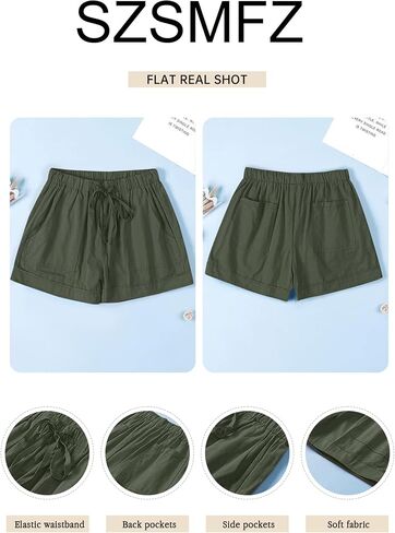 Womens Elastic Waist Drawstring Shorts Beach Shorts Lightweight Athletic Shorts Comfy Short Pants with Pockets in Saudi Arabia
