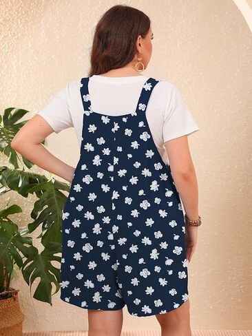 Aulooks Plus Size Women's Adjustable Straps Jumpsuits Casual Loose Wide Leg Overalls with Pockets in Saudi Arabia